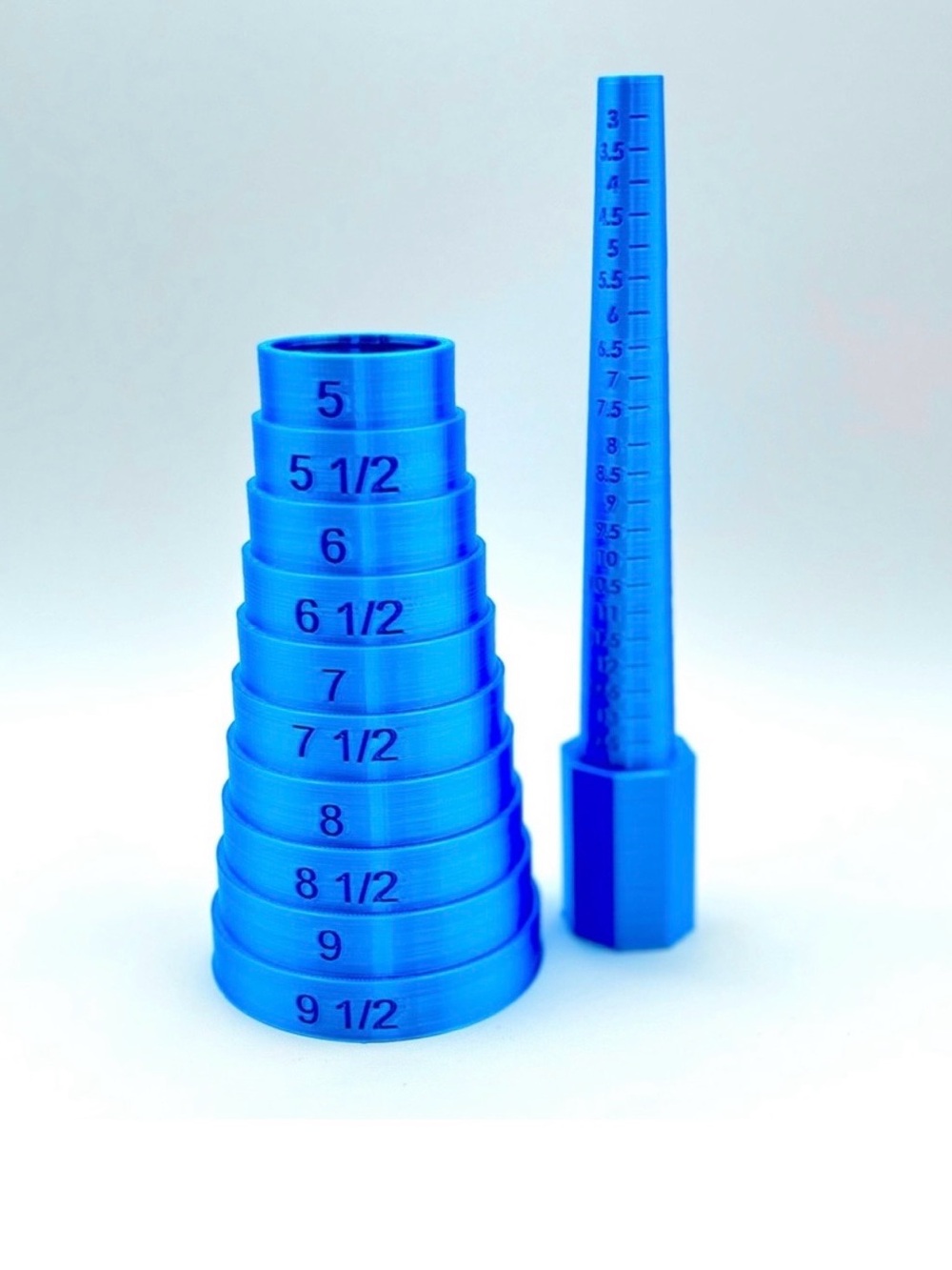 3D Printed Bracelet & Ring Sizer Set T.A.R.D.I.S. Blue Jewelry Measuring Tool